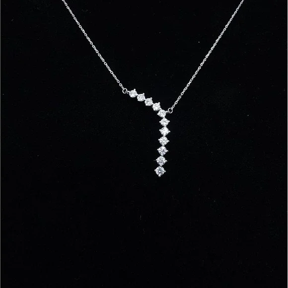 2.2 CTW Moissanite Waterfall Pendant  925 Silver GRA Certified Brilliant Jewelry - Picture 16 of 16